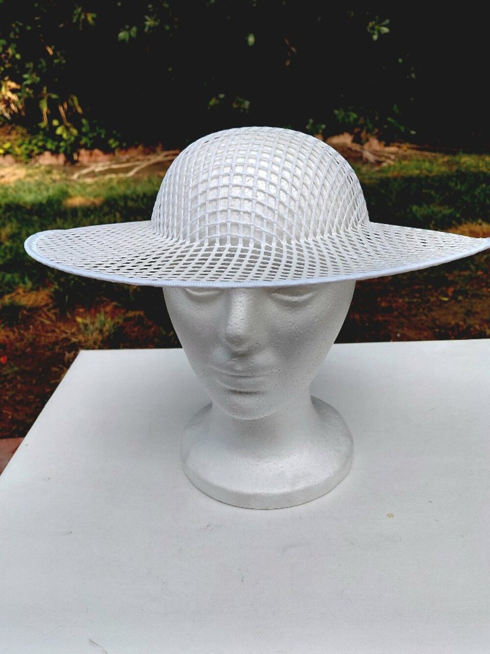 White Bridal Hat or Hat Form - Lattice Design - Wedding, Garden Party, Costume